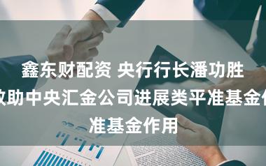 鑫东财配资 央行行长潘功胜：救助中央汇金公司进展类平准基金作用