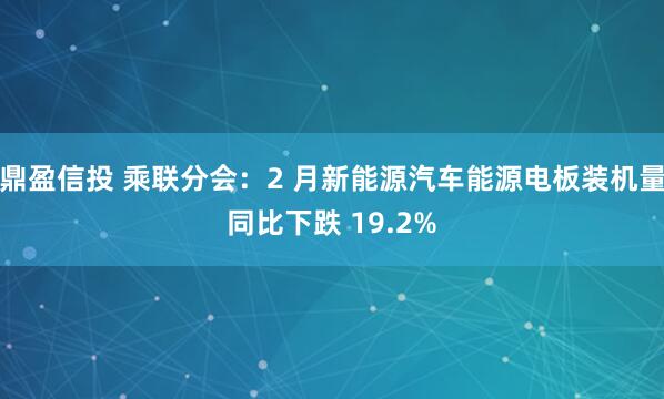 鼎盈信投 乘联分会：2 月新能源汽车能源电板装机量同比下跌 19.2%