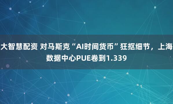 大智慧配资 对马斯克“AI时间货币”狂抠细节，上海数据中心PUE卷到1.339